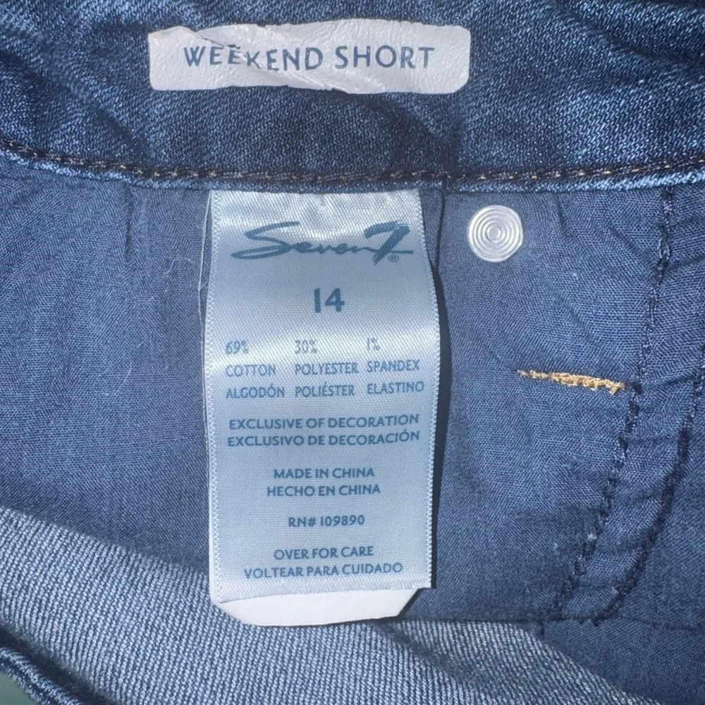 Seven7 Weekend Short Blue Denim Distressed Shorts Size 14